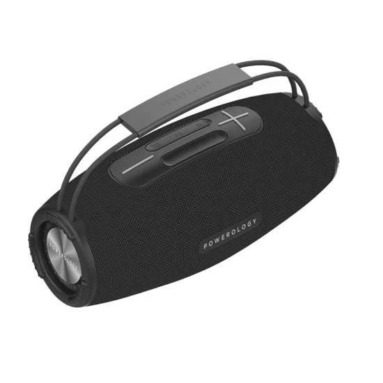 Powerology Phantom Speaker, Bluetooth 5.0, Water-Resistant, Aux Interface, 6000mAh Battery Capacity - Black